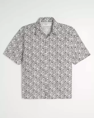 Πουκάμισο Boxy Tropical Pattern Linen-Blend πουκάμισο