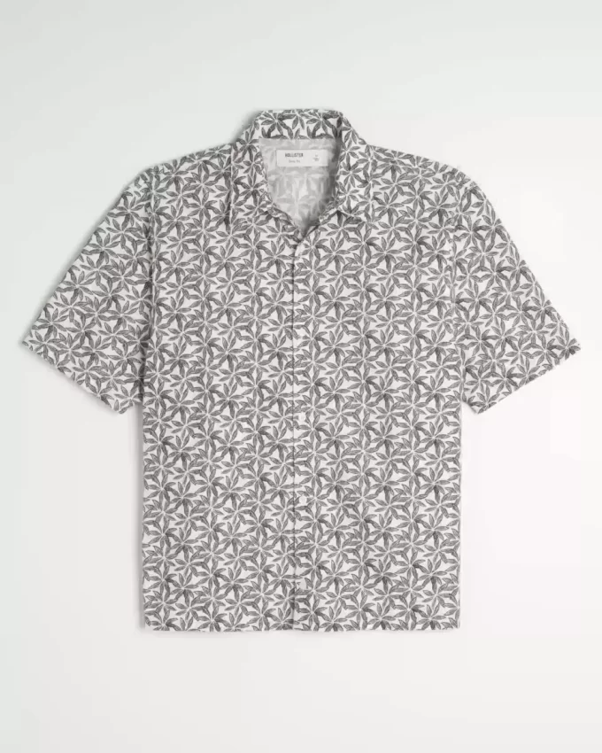 Πουκάμισο Boxy Tropical Pattern Linen-Blend πουκάμισο Πουκάμισο Boxy Tropical Pattern Linen-Blend πουκάμισο