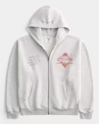 Boxy University of Southern California Trojans Graphic Zip-Up Hoodie