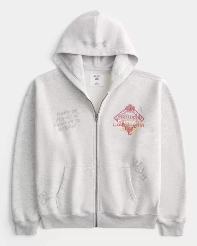 Boxy University of Southern California Trojans Graphic Zip-Up Hoodie Boxy University of Southern California Trojans Graphic Zip-Up Hoodie