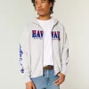 Boxy Zip-Up Φούτερ Hawaii Graphic
