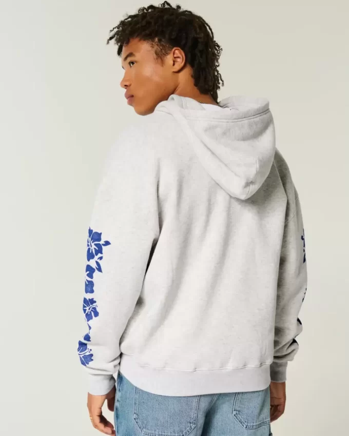 Boxy Zip-Up Φούτερ Hawaii Graphic