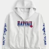 Boxy Zip-Up Φούτερ Hawaii Graphic