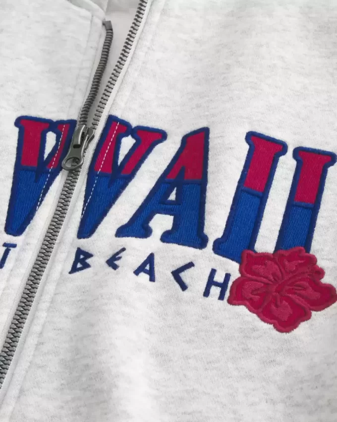Boxy Zip-Up Φούτερ Hawaii Graphic