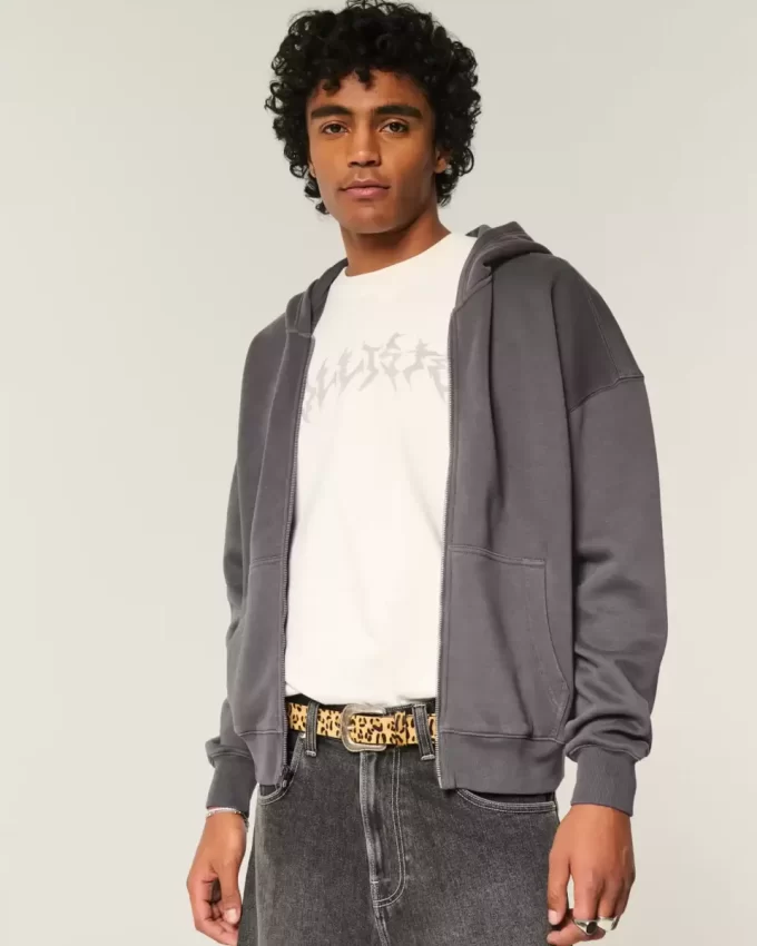 Boxy Zip-Up Hoodie