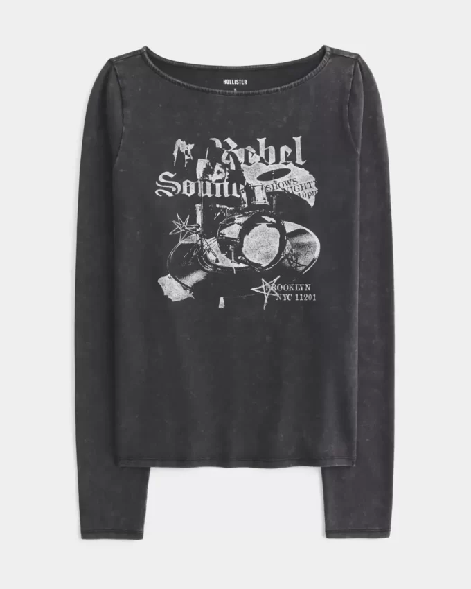 Μπλούζα γραφικών Brooklyn Music Slash-Neck Μπλούζα γραφικών Brooklyn Music Slash-Neck