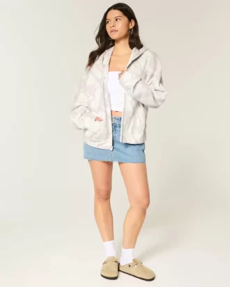 Υπερμεγέθη Camo Zip-Up Hoodie