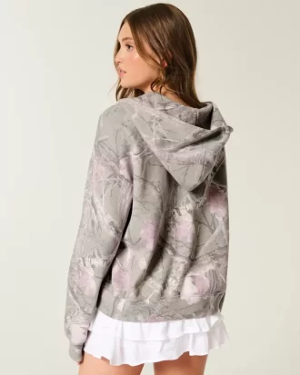 Υπερμεγέθη Camo Zip-Up Hoodie