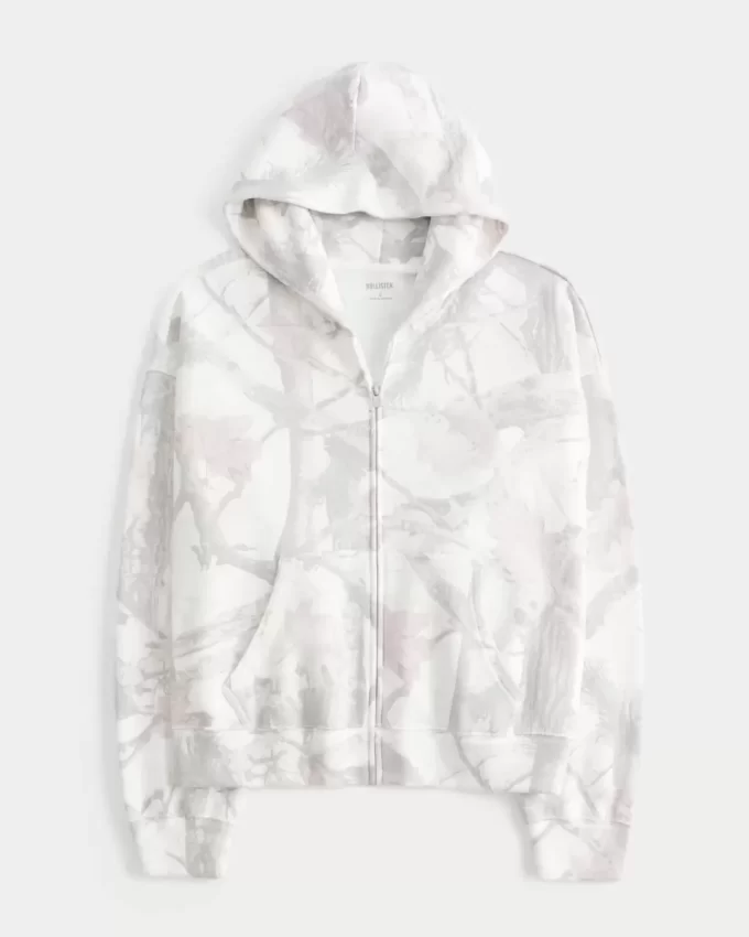 Υπερμεγέθη Camo Zip-Up Hoodie Υπερμεγέθη Camo Zip-Up Hoodie