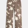 Φαρδύ τζιν με χαμηλού ύψους Cow print Φαρδύ τζιν με χαμηλού ύψους Cow print