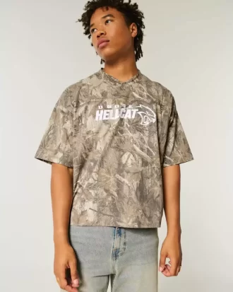 Φαρδύ βαρέων βαρών Crop Dodge Graphic Camo Tee