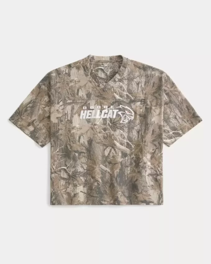 Φαρδύ βαρέων βαρών Crop Dodge Graphic Camo Tee Φαρδύ βαρέων βαρών Crop Dodge Graphic Camo Tee