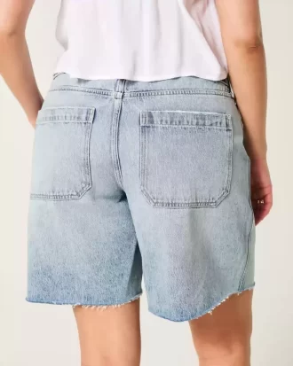 Curvy Low-Rise Light Wash Distressed Baggy Jort