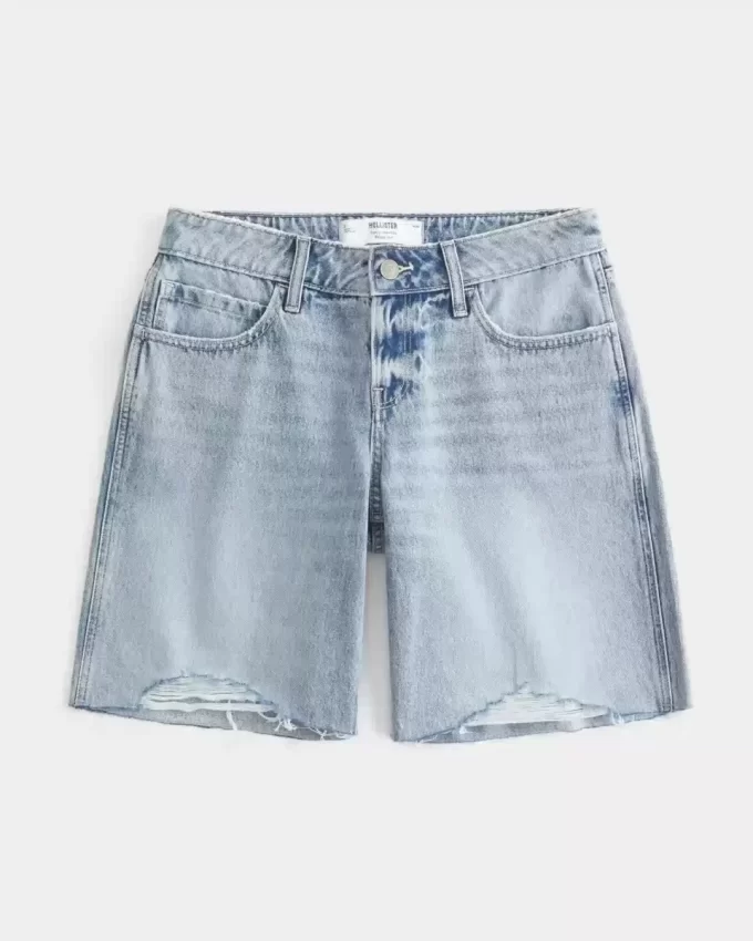 Curvy Low-Rise Light Wash Distressed Baggy Jort