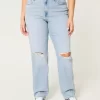 Curvy Ultra High Ripped Light Wash Dad Jeans