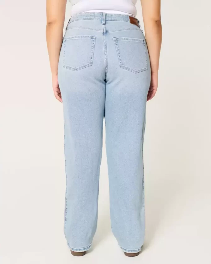 Curvy Ultra High Ripped Light Wash Dad Jeans