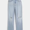Curvy Ultra High Ripped Light Wash Dad Jeans