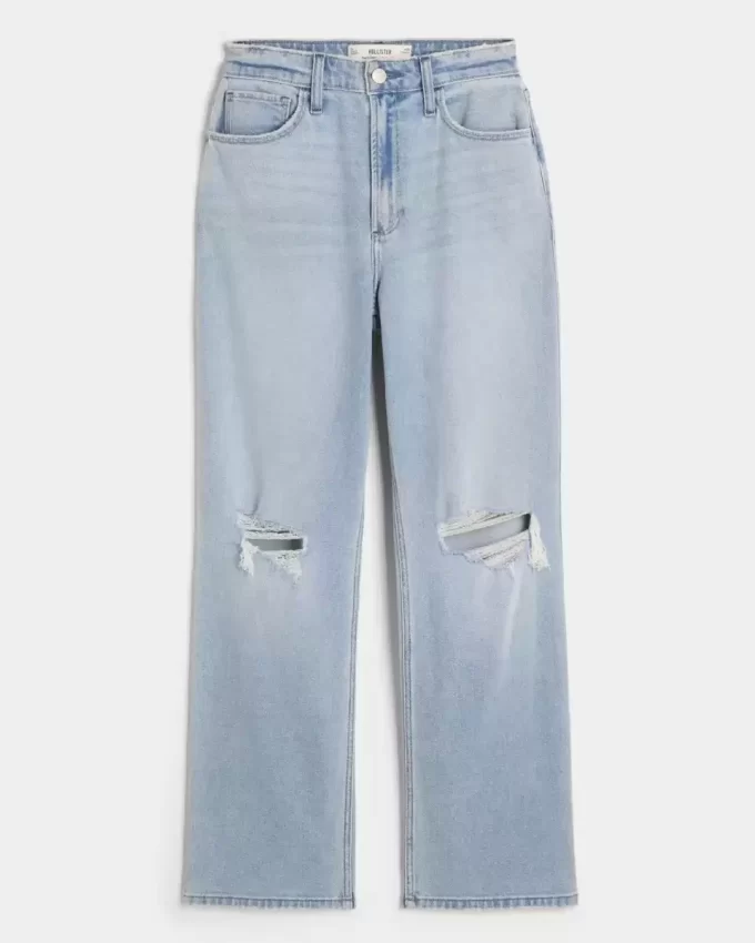 Curvy Ultra High Ripped Light Wash Dad Jeans