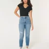 Curvy Ultra High Ripped Medium Wash Mom Jeans