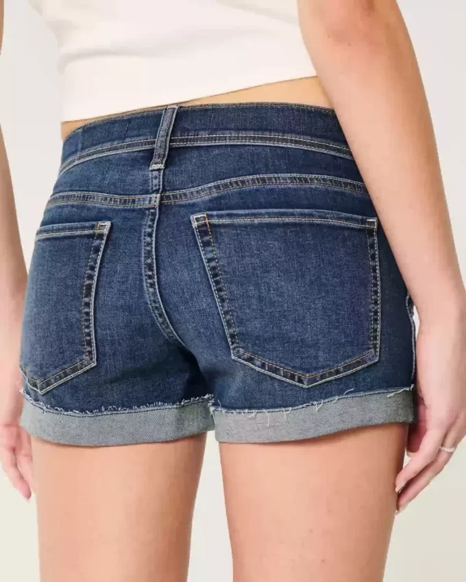Τζιν σορτς με σκισίματα χαμηλού ύψους Dark Wash Τζιν σορτς με σκισίματα χαμηλού ύψους Dark Wash