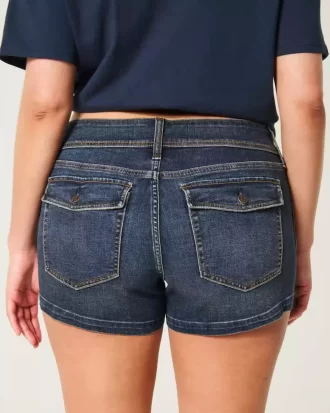 Τζιν σορτς με καμπύλες χαμηλού ύψους Dark Wash