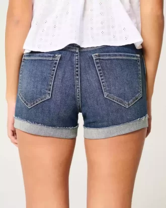 Ψηλό ύψος σκισμένο σορτς τζιν Dark Wash