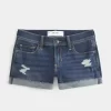 Τζιν σορτς με σκισίματα χαμηλού ύψους Dark Wash Τζιν σορτς με σκισίματα χαμηλού ύψους Dark Wash