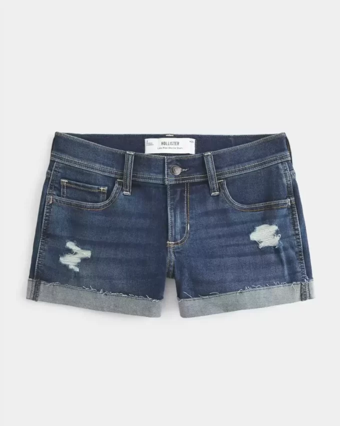 Τζιν σορτς με σκισίματα χαμηλού ύψους Dark Wash Τζιν σορτς με σκισίματα χαμηλού ύψους Dark Wash