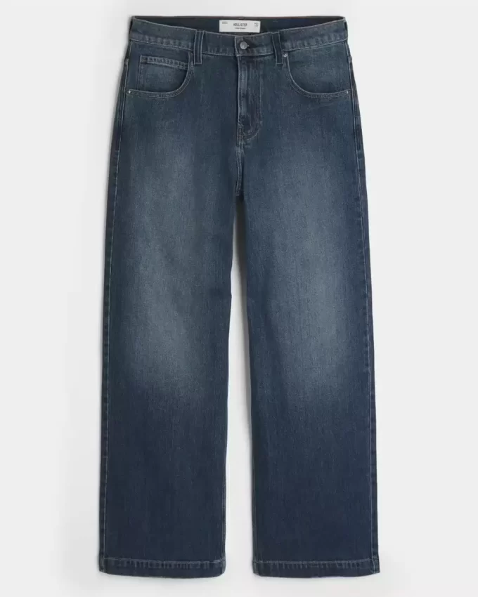 Σούπερ φαρδύ τζιν με λογότυπο Dark Wash