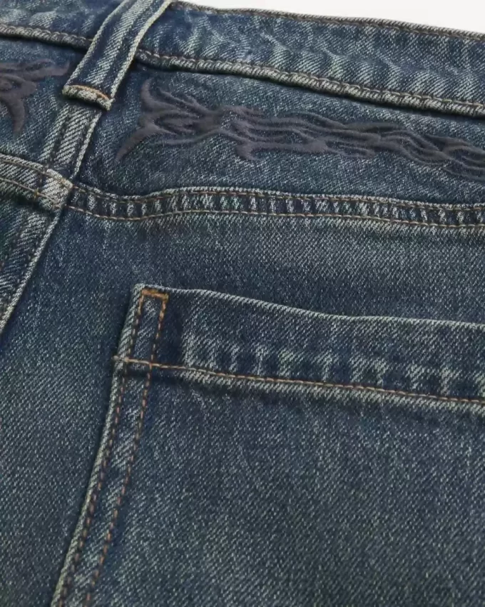 Dark Wash Κεντημένα φαρδιά τζιν Dark Wash Κεντημένα φαρδιά τζιν