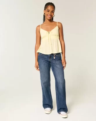 Καμπυλωτό χαμηλού ύψους Dark Wash Baggy τζιν