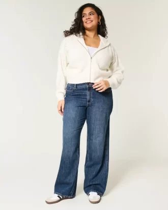 Καμπυλωτό ψηλόμεσο Dark Wash Baggy τζιν