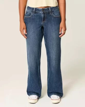 Καμπυλωτό χαμηλού ύψους Dark Wash Baggy τζιν