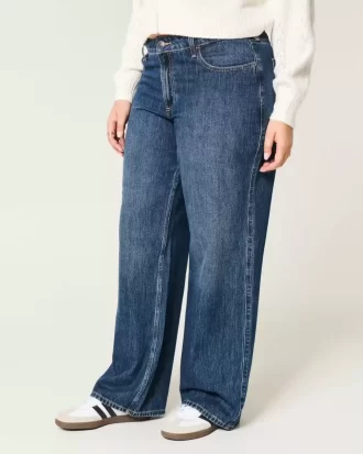 Καμπυλωτό ψηλόμεσο Dark Wash Baggy τζιν
