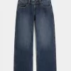 Καμπυλωτό χαμηλού ύψους Dark Wash Baggy τζιν Καμπυλωτό χαμηλού ύψους Dark Wash Baggy τζιν