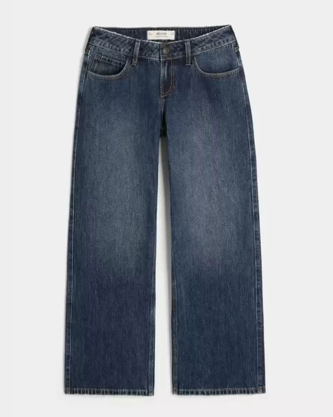 Καμπυλωτό χαμηλού ύψους Dark Wash Baggy τζιν Καμπυλωτό χαμηλού ύψους Dark Wash Baggy τζιν
