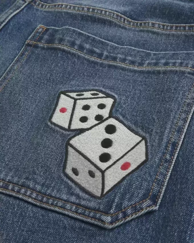 Σούπερ φαρδύ τζιν Dark Wash Dice Graphic Σούπερ φαρδύ τζιν Dark Wash Dice Graphic