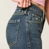 Υψηλό τζιν Dark Wash Embroidered Florals Flare Υψηλό τζιν Dark Wash Embroidered Florals Flare