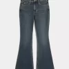 Υψηλό τζιν Dark Wash Embroidered Florals Flare Υψηλό τζιν Dark Wash Embroidered Florals Flare