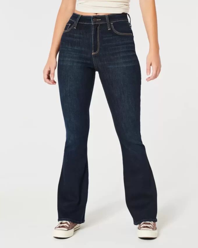 Τζιν με καμπυλωτό ψηλό ύφασμα Dark Wash Flare