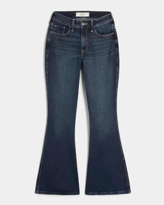 Τζιν με καμπυλωτό ψηλό ύφασμα Dark Wash Flare Τζιν με καμπυλωτό ψηλό ύφασμα Dark Wash Flare