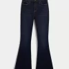 Τζιν με καμπυλωτό ψηλό ύφασμα Dark Wash Flare