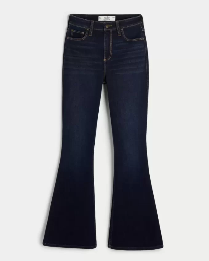 Τζιν με καμπυλωτό ψηλό ύφασμα Dark Wash Flare