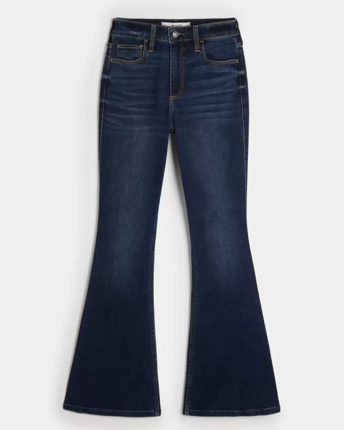 Τζιν με καμπυλωτό ψηλό ύφασμα Dark Wash Flare