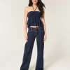 Χαμηλό τζιν Dark Wash Foldover Waist Baggy
