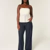 Φαρδύ τζιν με καμπύλες χαμηλού ύψους Dark Wash Foldover Waist Baggy Φαρδύ τζιν με καμπύλες χαμηλού ύψους Dark Wash Foldover Waist Baggy