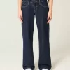 Χαμηλό τζιν Dark Wash Foldover Waist Baggy