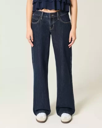 Χαμηλό τζιν Dark Wash Foldover Waist Baggy