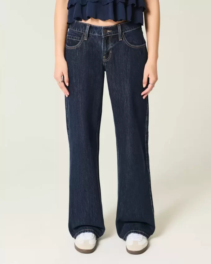 Χαμηλό τζιν Dark Wash Foldover Waist Baggy