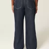 Φαρδύ τζιν με καμπύλες χαμηλού ύψους Dark Wash Foldover Waist Baggy Φαρδύ τζιν με καμπύλες χαμηλού ύψους Dark Wash Foldover Waist Baggy